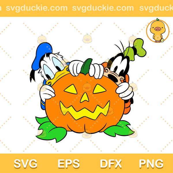 Donald Duck Goofy And Pumpkin SVG