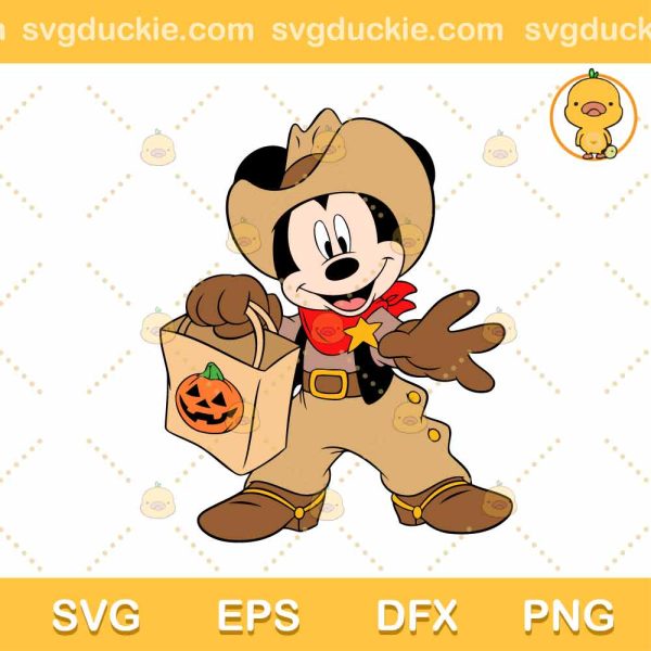 Mickey Cowboy SVG, Mickey Mouse and Pumpkin SVG, Mickey Mouse SVG DXF EPS PNG