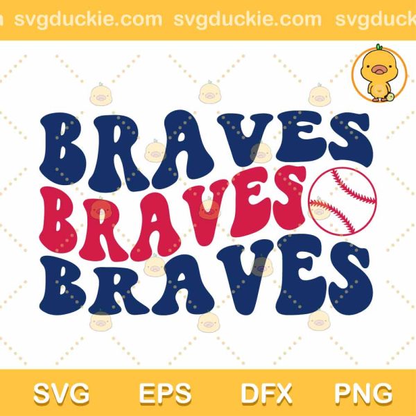Braves SVG, Braves Baseball SVG, Braves Baseball Wavy Stacked SVG DXF EPS PNG