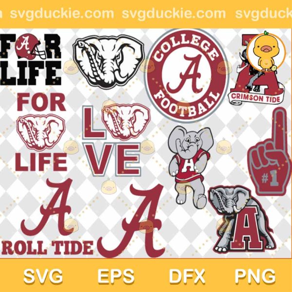 Bundle Alabama Football SVG, Bundle Crimson Tide SVG, Tide Elephant SVG PNG DXF EPS