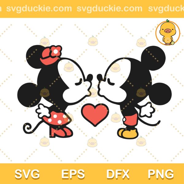 Mickey and Minnie Love SVG, Mickey and Minnie Cute Kiss SVG, Disney Mickey Cutting File SVG PNG EPS DXF