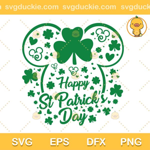 Mouse St Patricks Day SVG, Mickey Mouse Green Shamrocks SVG, St Patricks Day 2023 SVG PNG EPS DXF