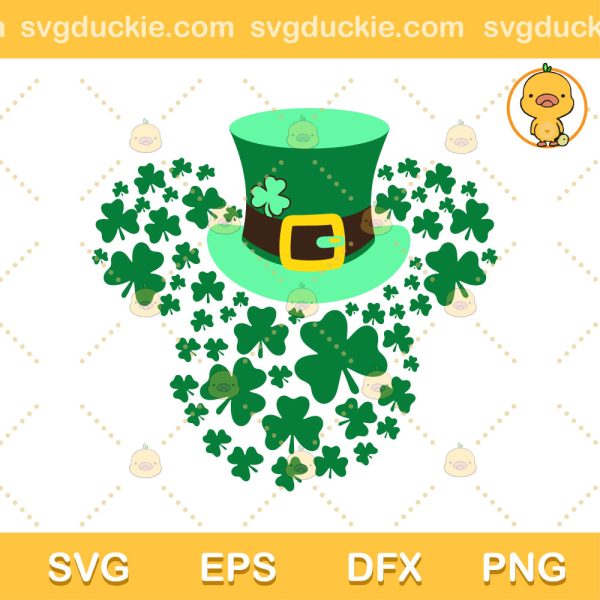 Saint Patricks Day Mickey Hat SVG, Face Mickey Patricks Day SVG, Mickey Patricks Day SVG PNG EPS DXF