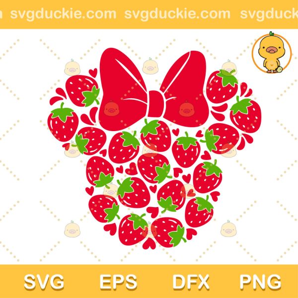 Strawberry Minnie Mouse SVG, Face Minnie Mouse Cute SVG, Disney Cute 2023 SVG PNG EPS DXF