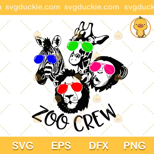Zoo Crew SVG, Sunglasses Animals SVG, Zoo Animals Wear Sunglasses SVG PNG EPS DXF
