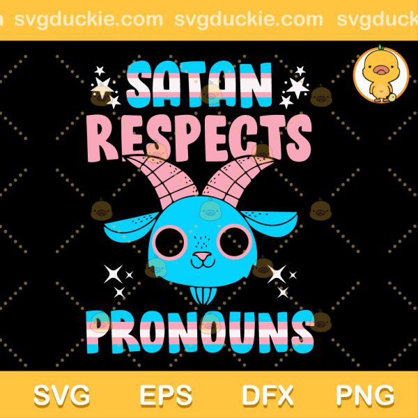 Satan Respects Pronouns Transgender Pentagram Trans Flag SVG, Satan Respects Pronouns SVG, Satan SVG PNG EPS DXF