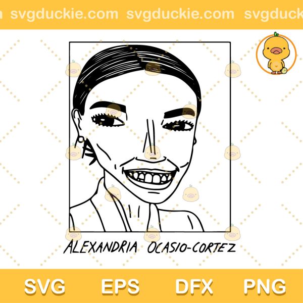 Alexandria Ocasio Cortez AOC SVG, Badly Drawn Celebrities SVG, AOC Crazy SVG PNG EPS DXF