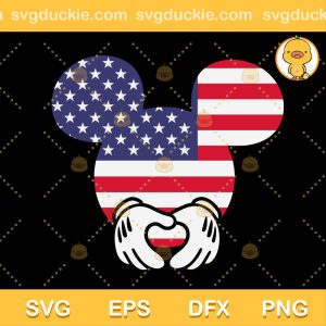 Mickey America Flag Heart SVG, 4th of July SVG, Heart Sign