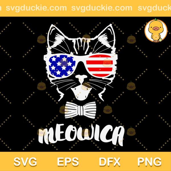 Meowica Pride 4th Of July SVG, 4th Of July Memorial Day SVG, Cat American SVG PNG EPS DXF