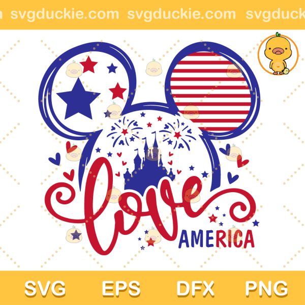 Mouse Love America SVG, Face Mickey Love America SVG, Mickey Happy 4th Of July SVG PNG EPS DXF