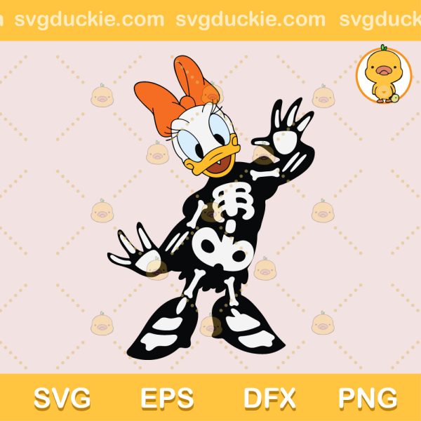 Daisy Duck Skeleton SVG, Skeleton Costume Halloween SVG, Daisy Duck Happy Halloween SVG PNG EPS DXF