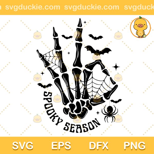 Spooky Season SVG, Skeleton Hand Floral SVG, Beautiful Halloween Season SVG PNG EPS DXF