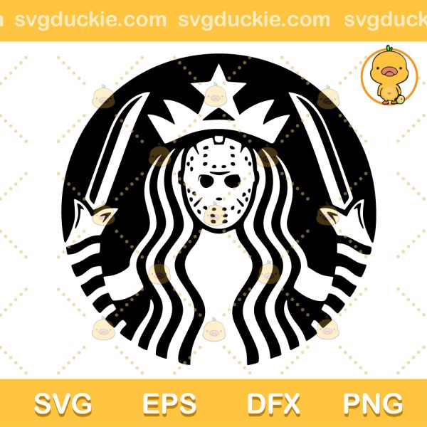 Jason Horror Starbucks Friday the 13th SVG, Jason Voorhees Starbucks SVG, Jason Voorhees Friday the 13th SVG PNG EPS DXF