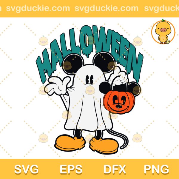 Mickey Ghost Halloween SVG, Mickey Boo Pumpkin SVG, Cute Mickey Halloween SVG PNG EPS DXF