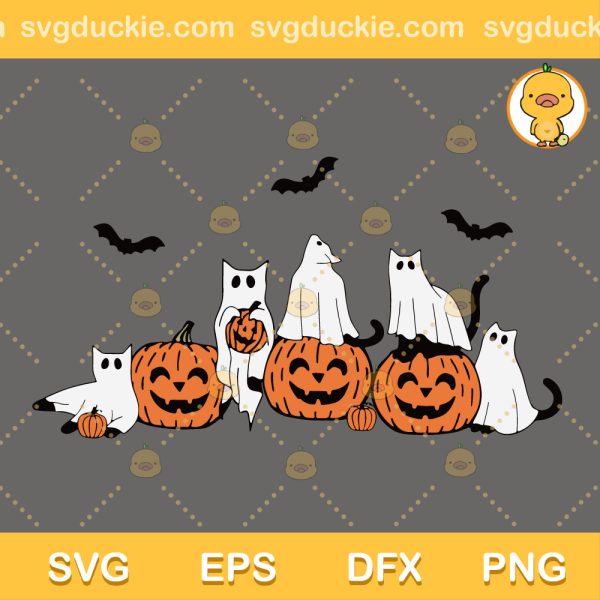 Black cat and pumpkin SVG, Ghost cat and pumpkin SVG, Funny black cat and pumpkin SVG PNG EPS DXF