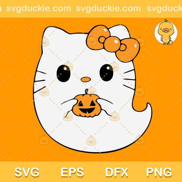 Cute Ghost Cat SVG, Ghost Cat Pumpkin SVG, Ghost Cat Halloween SVG PNG EPS DXF