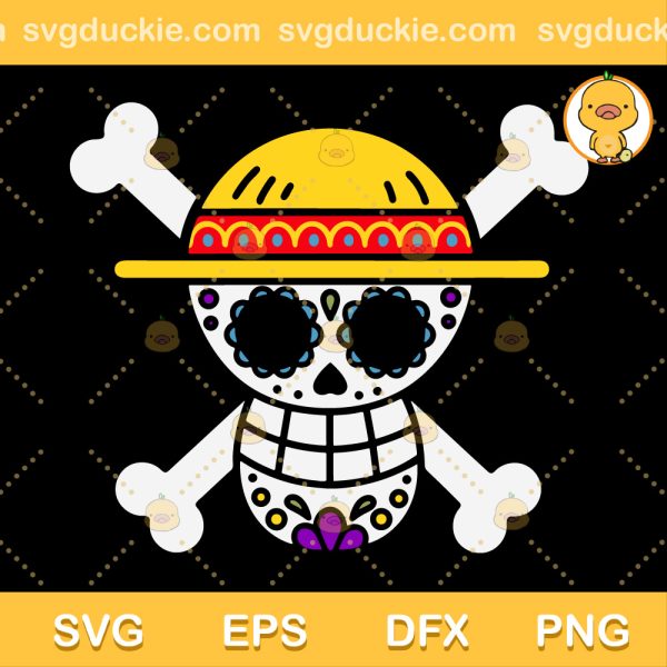 Day of the Dead One Piece Themed SVG, D. Monkey Luffy Skull SVG, One Piece Logo SVG PNG EPS DXF