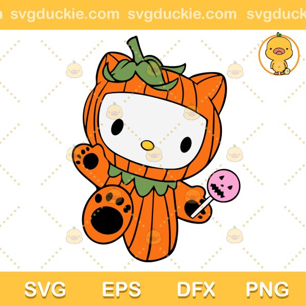 Hello Kitty Pumpkin SVG, Hello Kitty Pumpkin Halloween SVG, Funny Hello Kitty Halloween SVG PNG EPS DXF