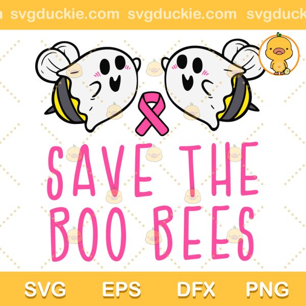 Save The Boo Bees SVG, Ghost Breast Cancer Awareness SVG, Cancer Awareness Halloween SVG PNG EPS DXF