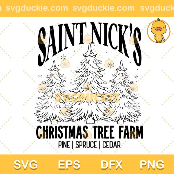 Saint Nick's Christmas Tree Farm SVG, Vintage Christmas SVG, Christmas Tree SVG PNG EPS DXF