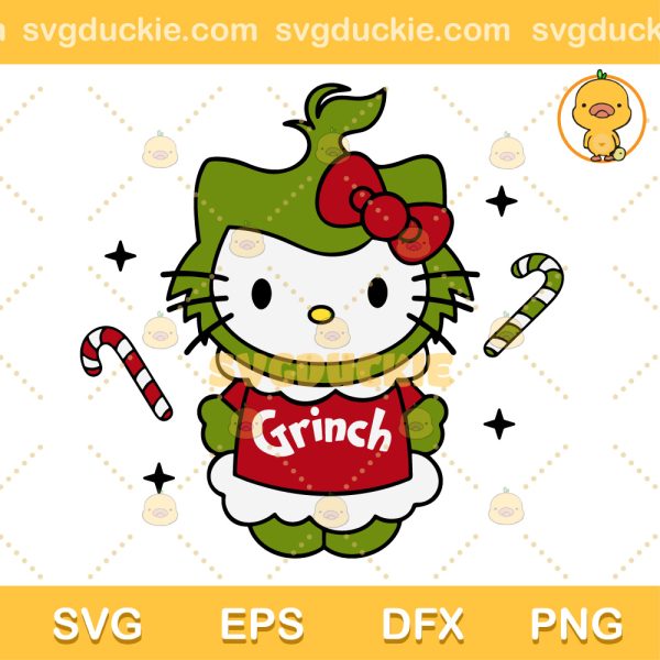 Grinch Hello Kitty SVG, Hello Kitty Christmas SVG, Grinch Christmas SVG PNG EPS DXF