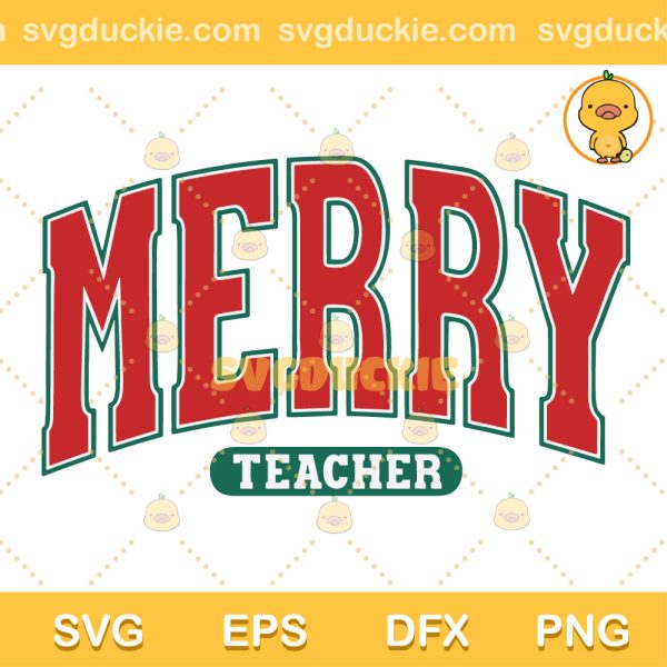 Merry Teacher SVG, Merry Christmas SVG, School Christmas SVG PNG EPS DXF