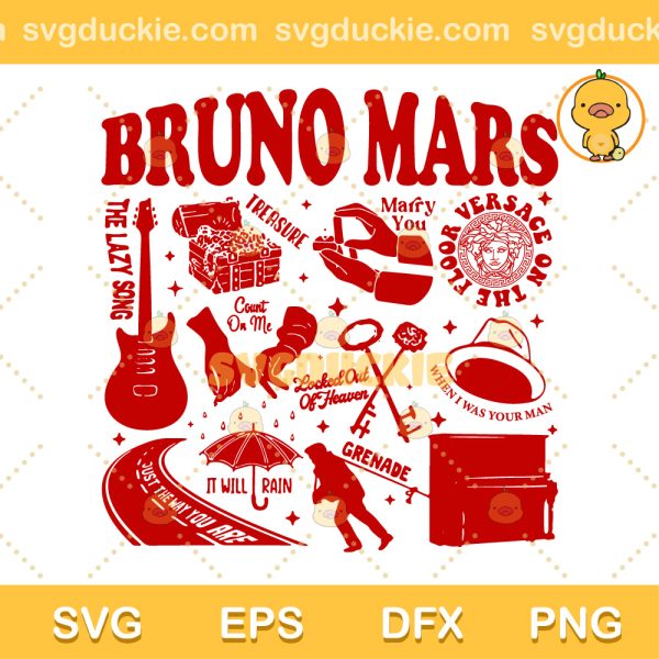 Bruno Mars Singer SVG, Songs By Bruno Mars SVG, Bruno Mars SVG PNG EPS DXF
